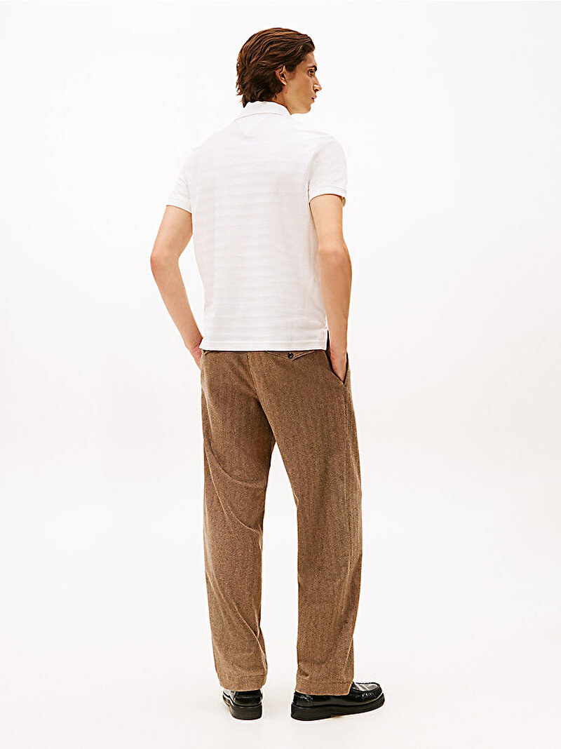 Erkek Herringbone Regular Polo T-shirt Ekru MW0MW40293YBL