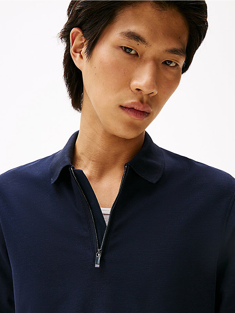 Erkek Performance Zip Polo T-shirt Lacivert MW0MW44244DW5