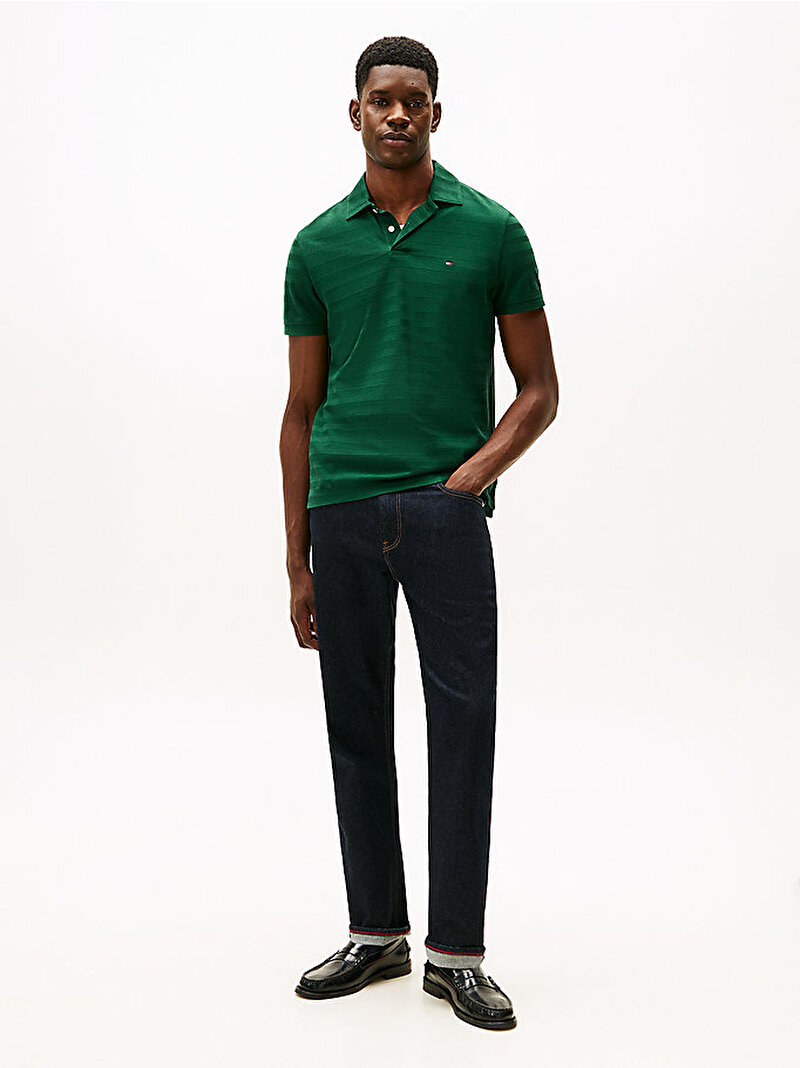 Erkek Herringbone Regular Polo T-shirt Yeşil MW0MW40293L6K