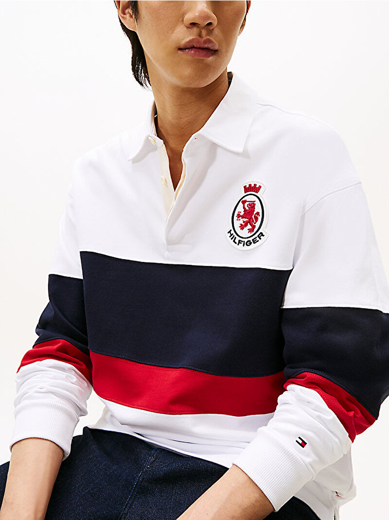 Erkek Crest Rugby Sweatshirt Beyaz  MW0MW40869YBR