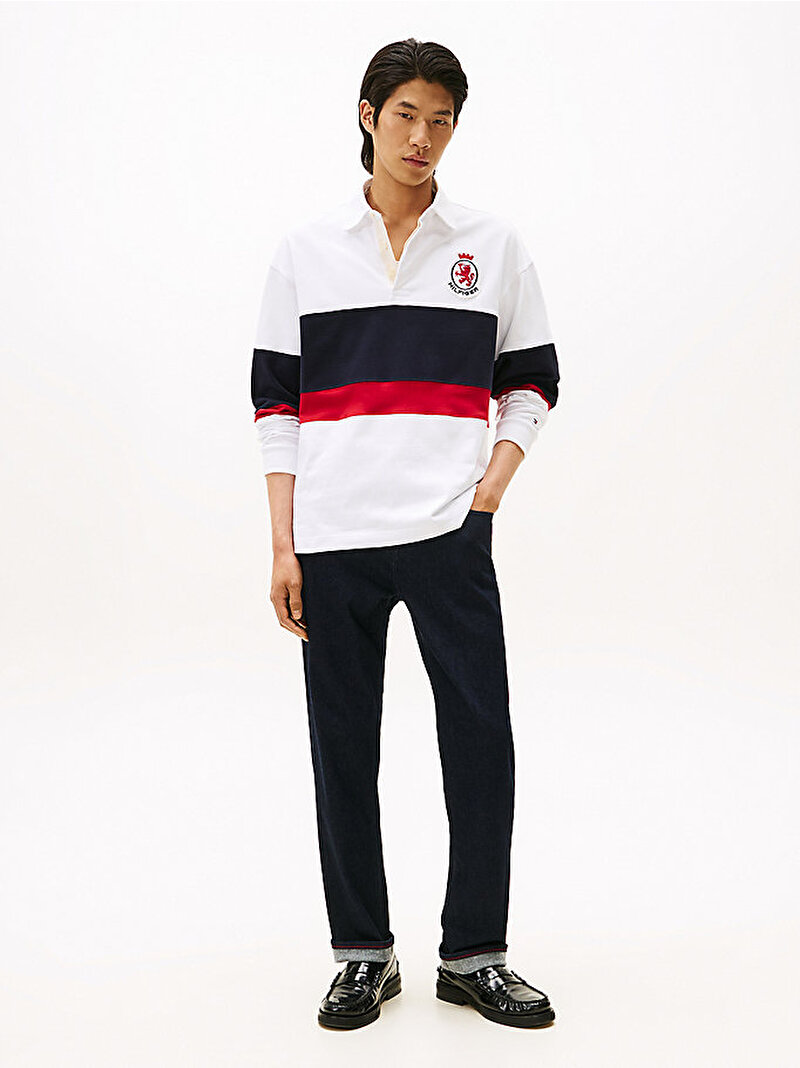 Erkek Crest Rugby Sweatshirt Beyaz  MW0MW40869YBR