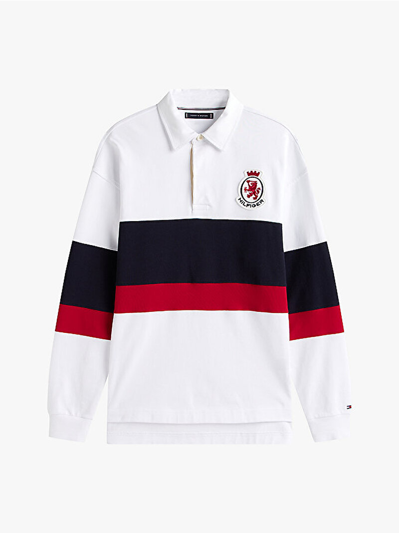 Erkek Crest Rugby Sweatshirt Beyaz  MW0MW40869YBR