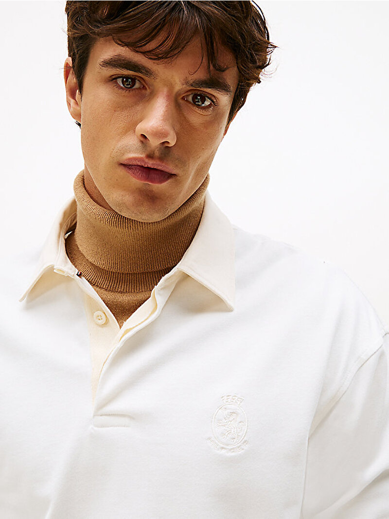 Erkek Peached Crest Solid Sweatshirt Ekru MW0MW40866YBL