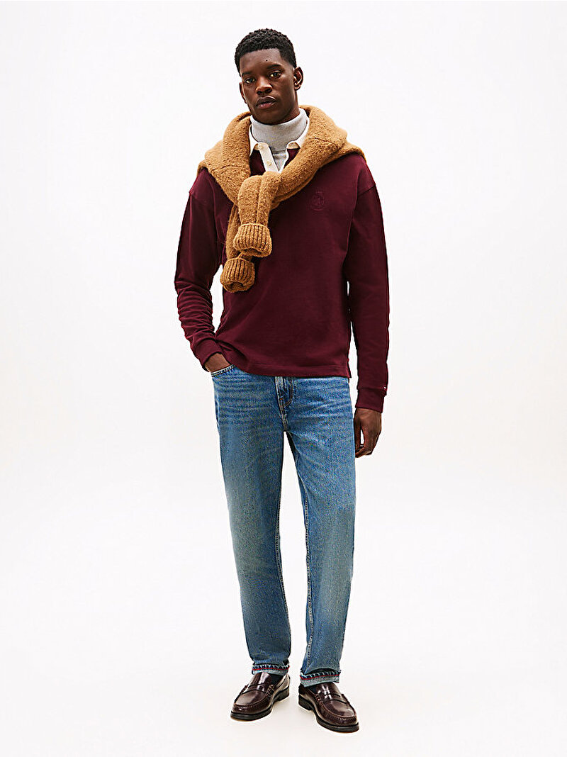 Erkek Peached Crest Solid Sweatshirt Kırmızı MW0MW40866XIH