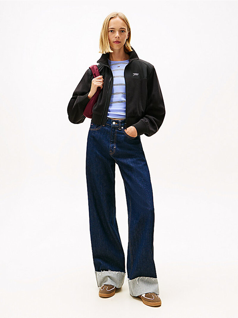Kadın TJW Fabric Mix Sweatshirt Siyah DW0DW21606BDS