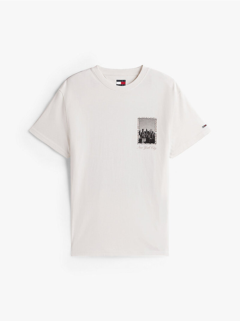 Erkek TJM Regular Photo T-shirt Ekru DM0DM22128YBL