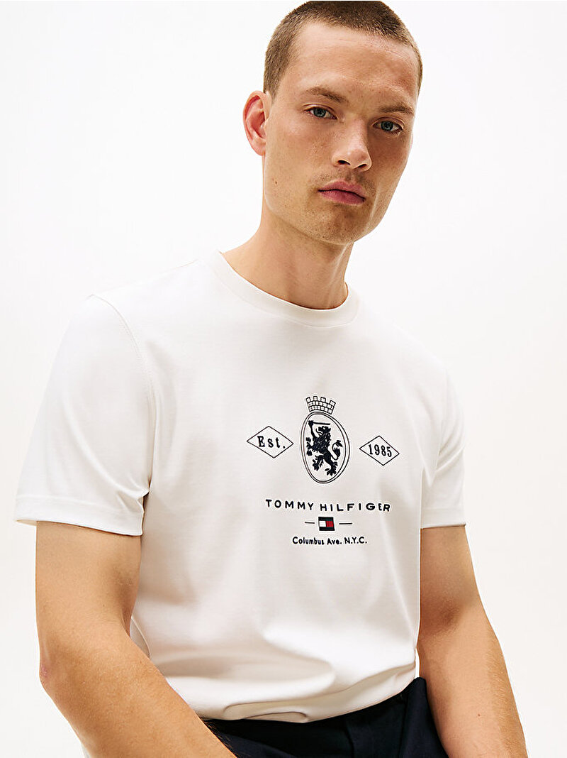 Erkek Diamond Crest Graphic T-shirt Ekru MW0MW40020YBL