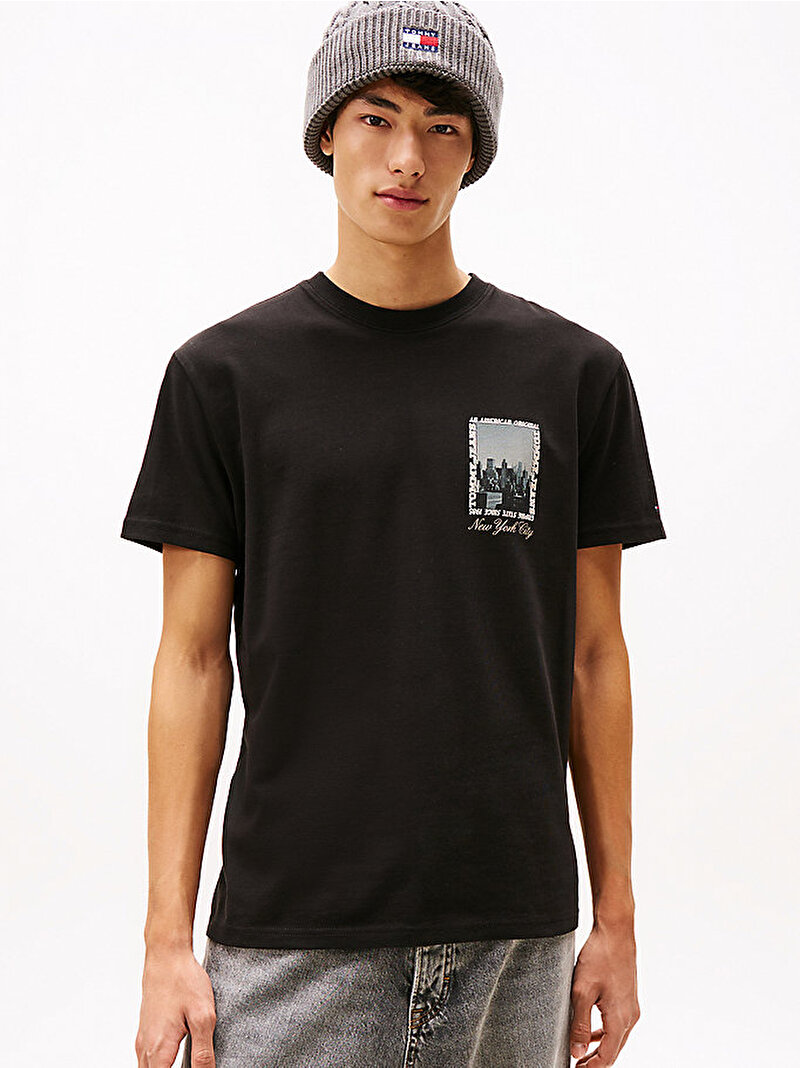 Erkek TJM Regular Photo T-shirt Siyah DM0DM22128BDS