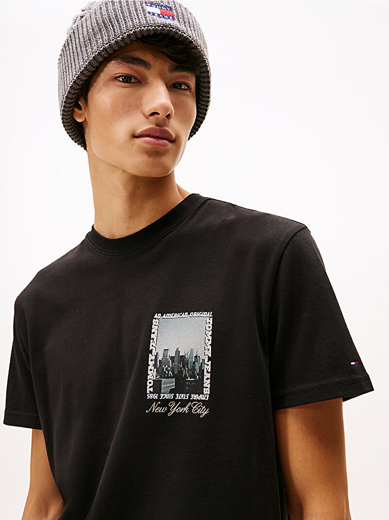 Erkek TJM Regular Photo T-shirt Siyah DM0DM22128BDS