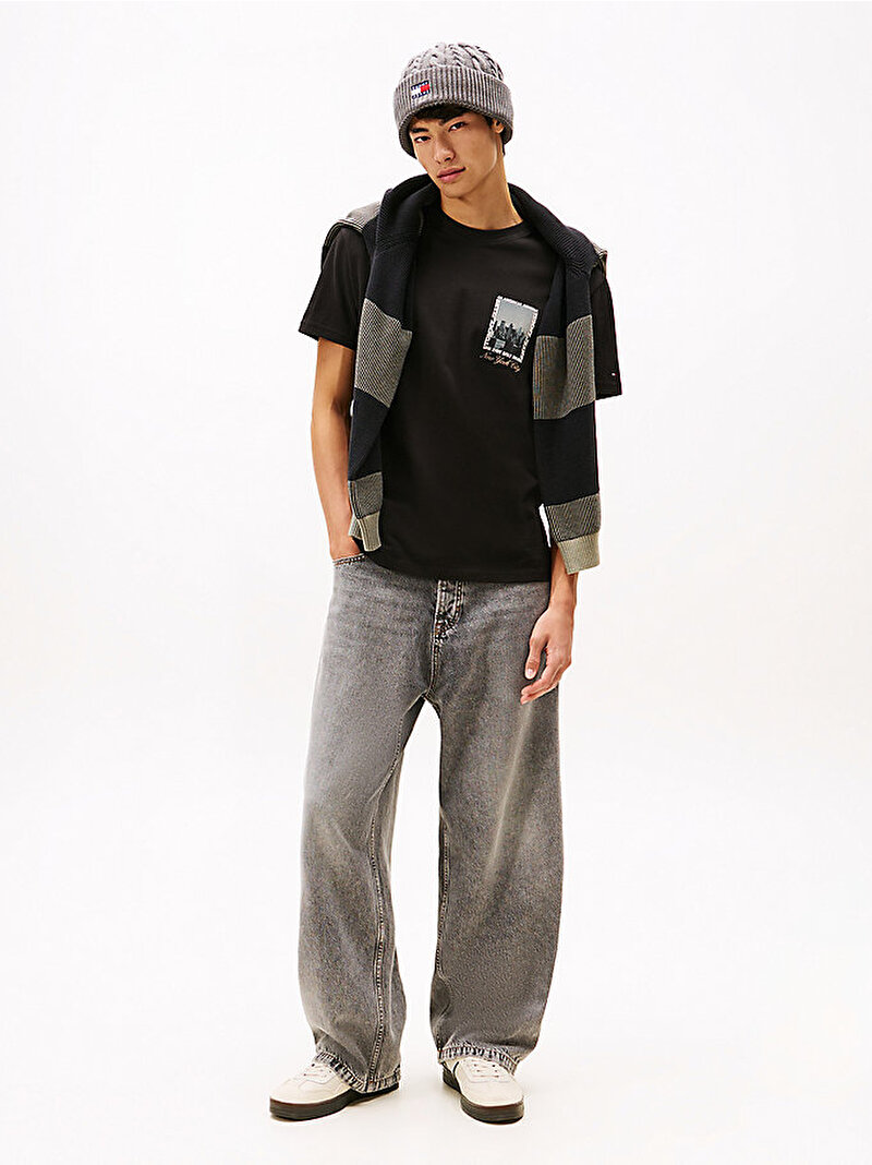 Erkek TJM Regular Photo T-shirt Siyah DM0DM22128BDS