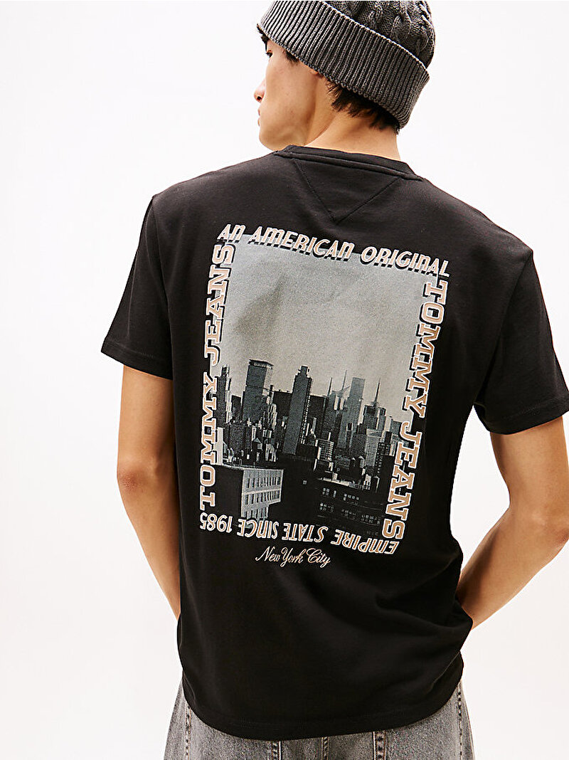 Erkek TJM Regular Photo T-shirt Siyah DM0DM22128BDS