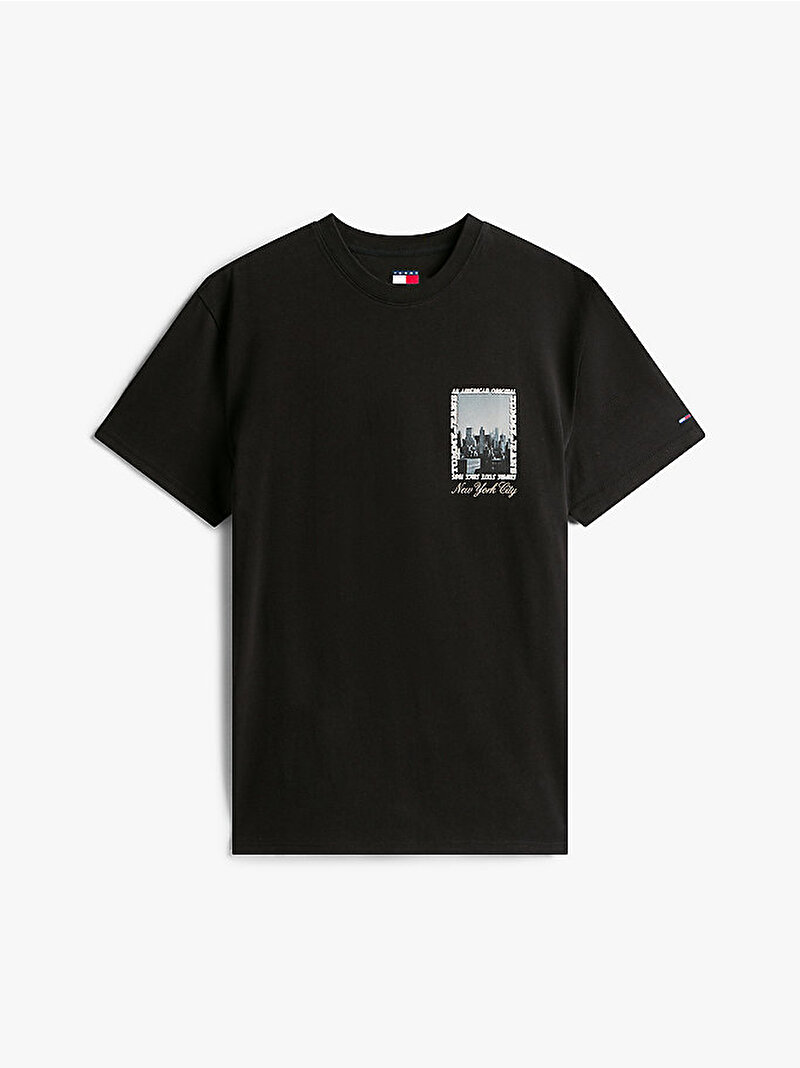 Erkek TJM Regular Photo T-shirt Siyah DM0DM22128BDS