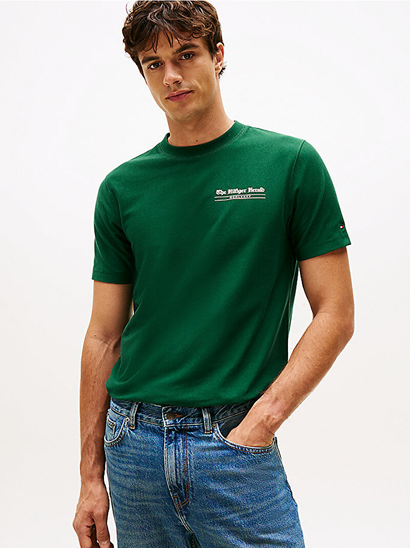 Erkek Hilfiger Herald Back T-shirt Yeşil MW0MW40008L6K