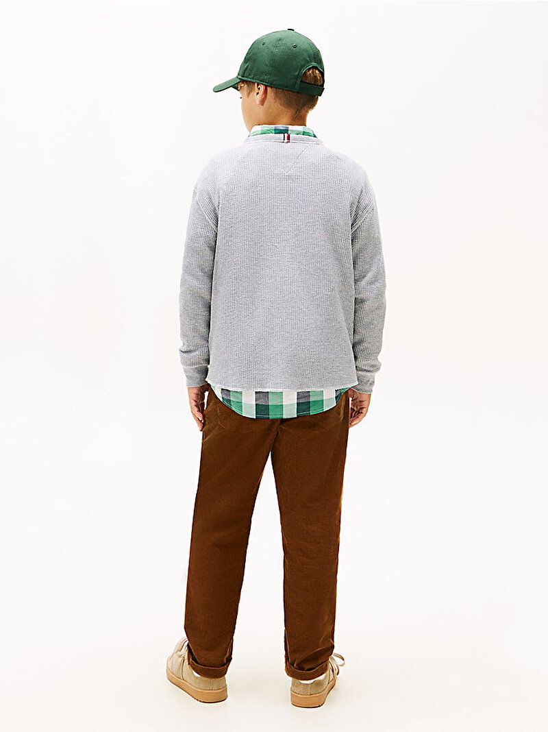 Erkek Çocuk Textured Waffle Uzun Kollu T-shirt Gri KB0KB10179P09