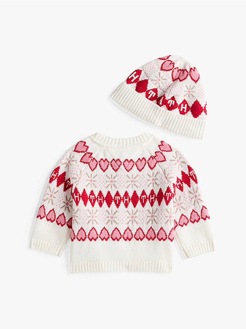 Bebek Fairisle Hırka Bere Hediye Seti Beyaz  KN0KN02078YA8