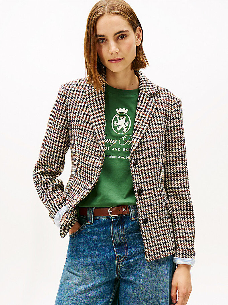 Kadın Heritage Check Blazer Kahverengi WW0WW482660NA