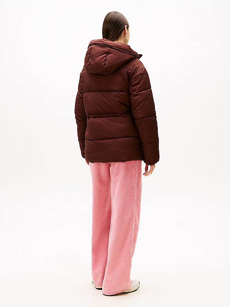 Kadın TJW Hooded Midi Puffer Mont Kahverengi DW0DW21626GS7