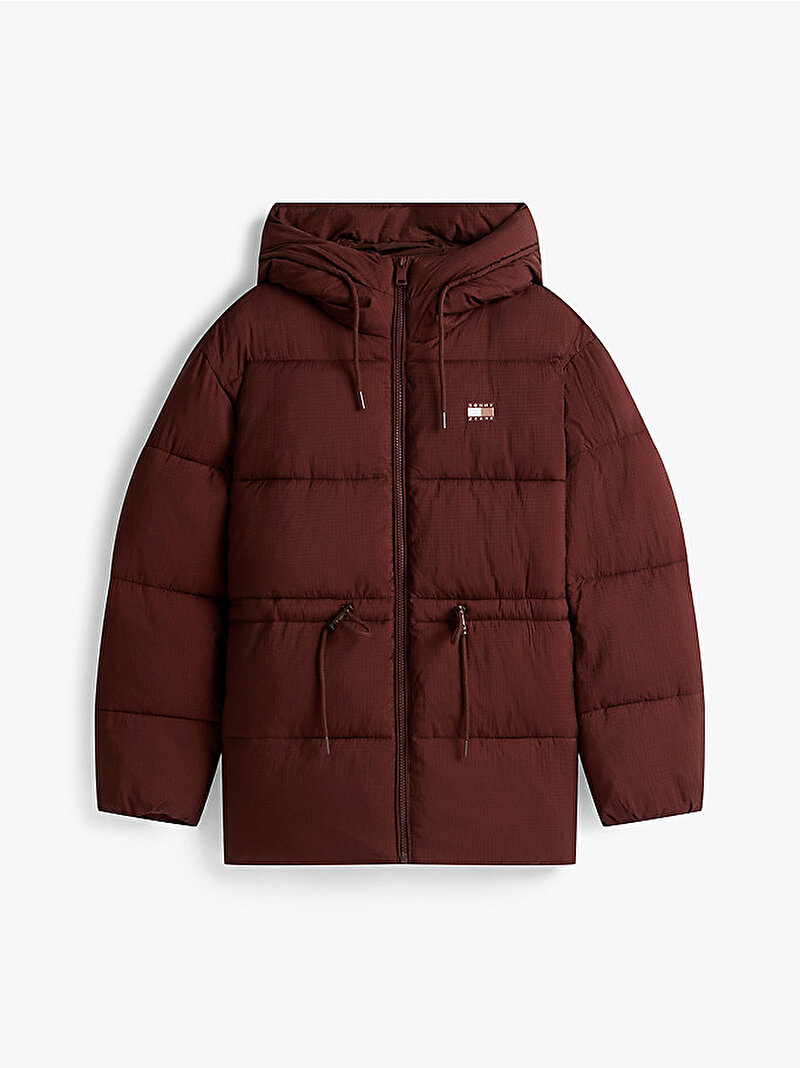 Kadın TJW Hooded Midi Puffer Mont Kahverengi DW0DW21626GS7