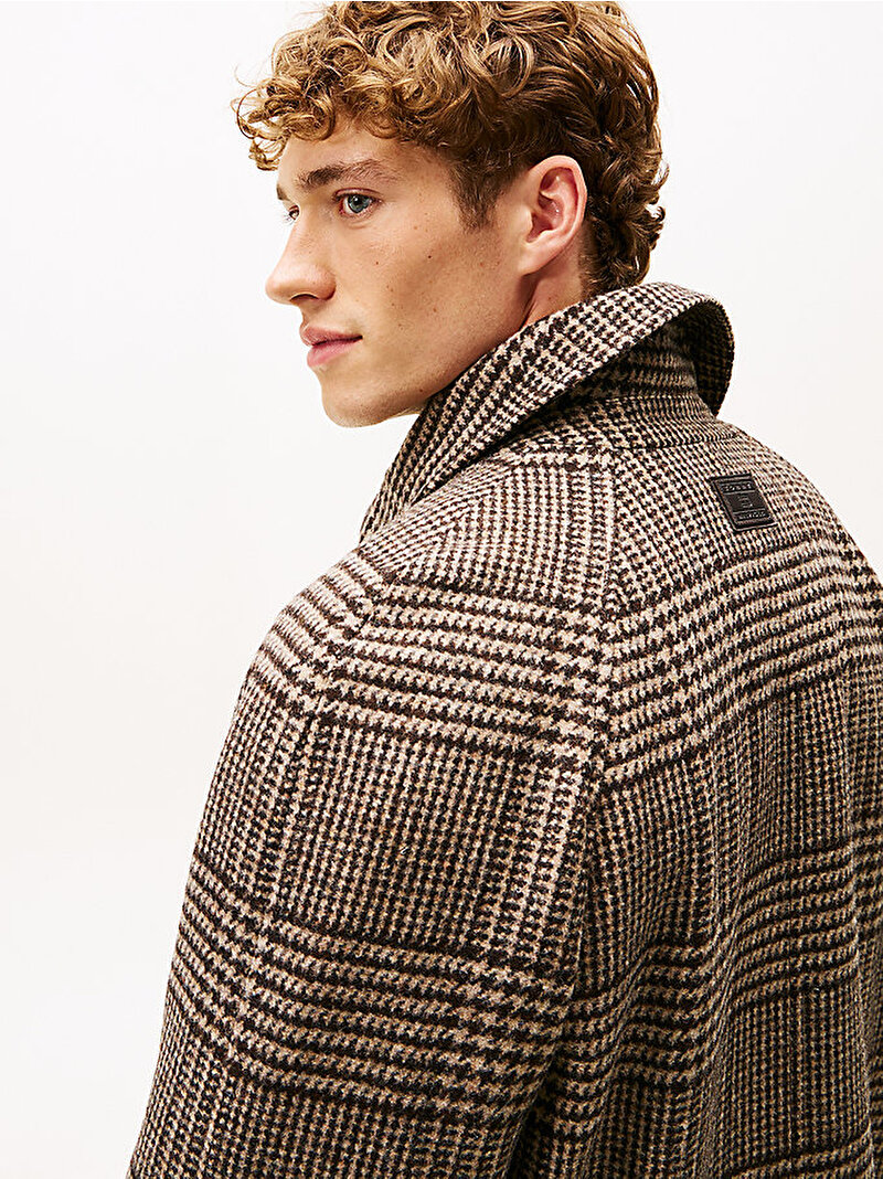 Erkek Wool Check Kaban Kahverengi MW0MW406330M7