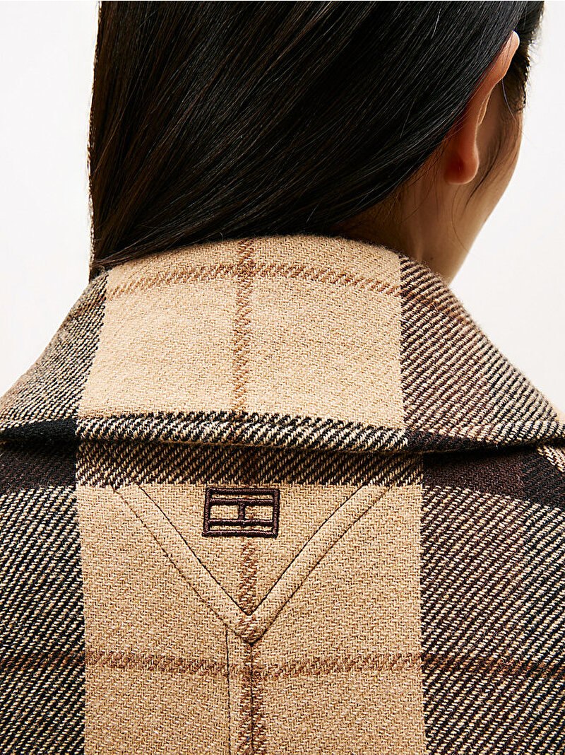 Kadın Wool Check Kemerli Kaban Kahverengi WW0WW468700M7