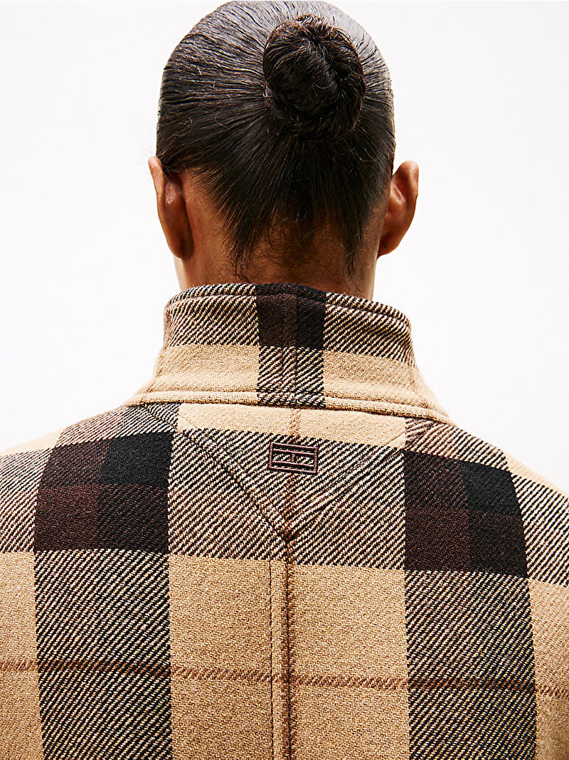 Kadın Wool Chek Relax Ceket Kahverengi WW0WW472840M7