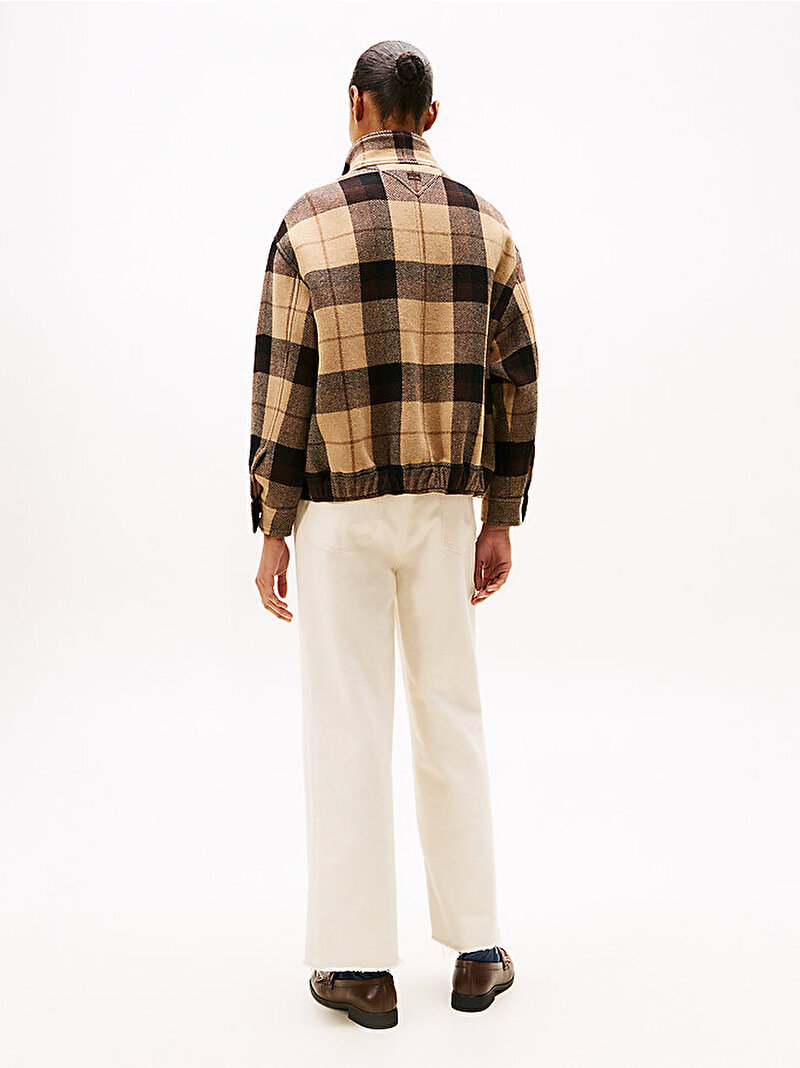 Kadın Wool Chek Relax Ceket Kahverengi WW0WW472840M7