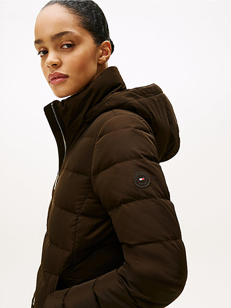 Kadın Down Slim Puffer Mont Kahverengi WW0WW47540GOP