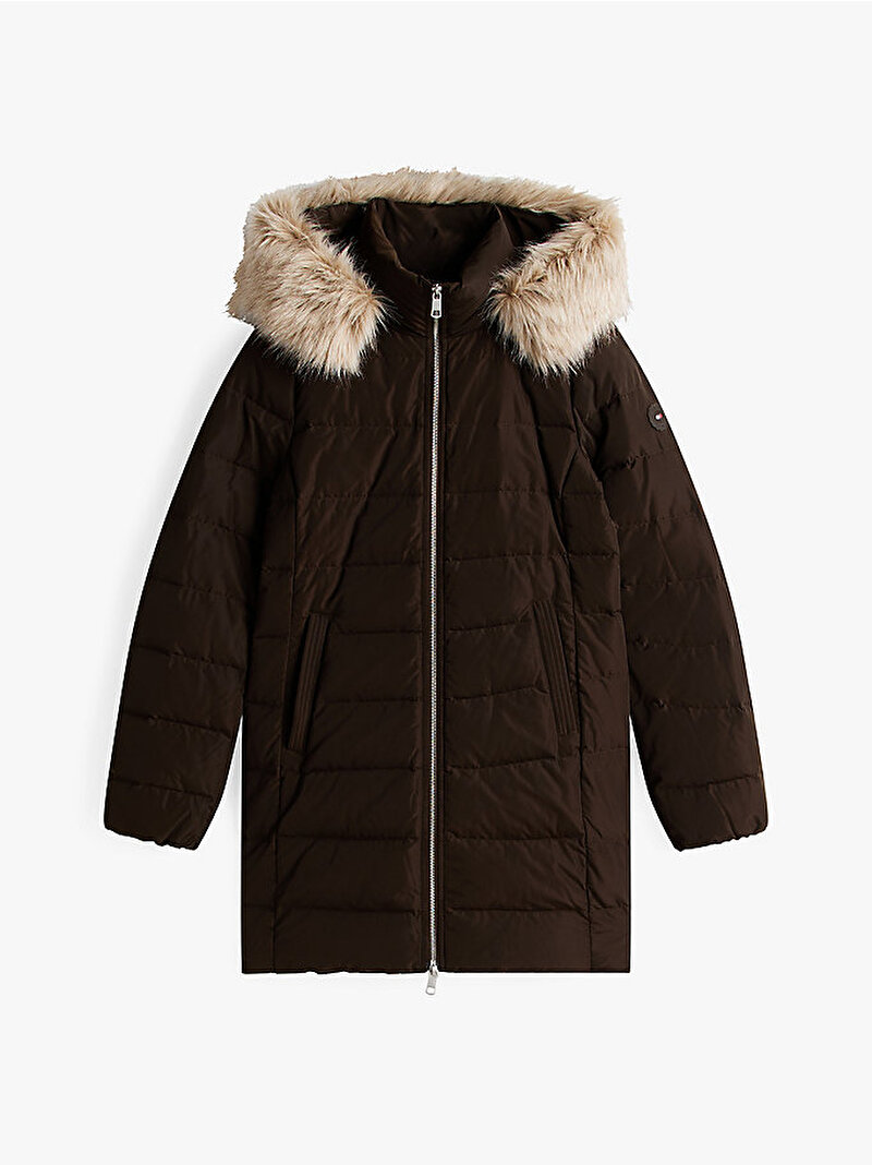 Kadın Down Slim Puffer Mont Kahverengi WW0WW47540GOP