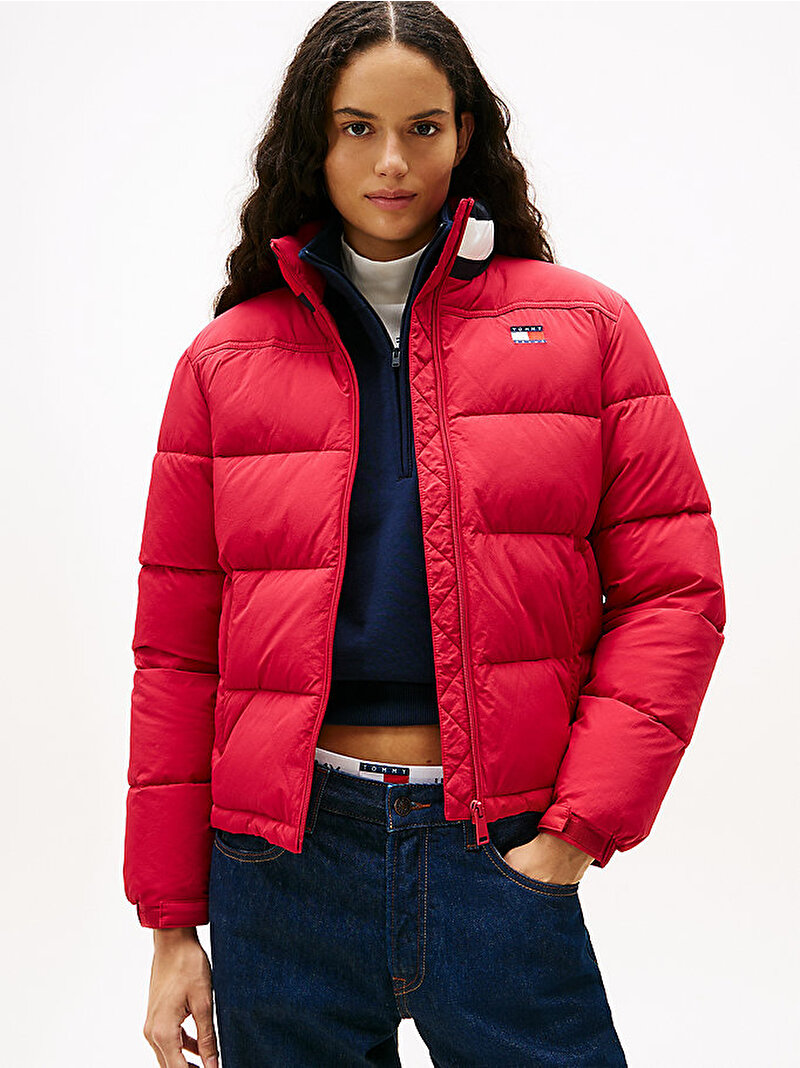 Kadın TJW Essential Puffer Mont Kırmızı DW0DW21621XJP