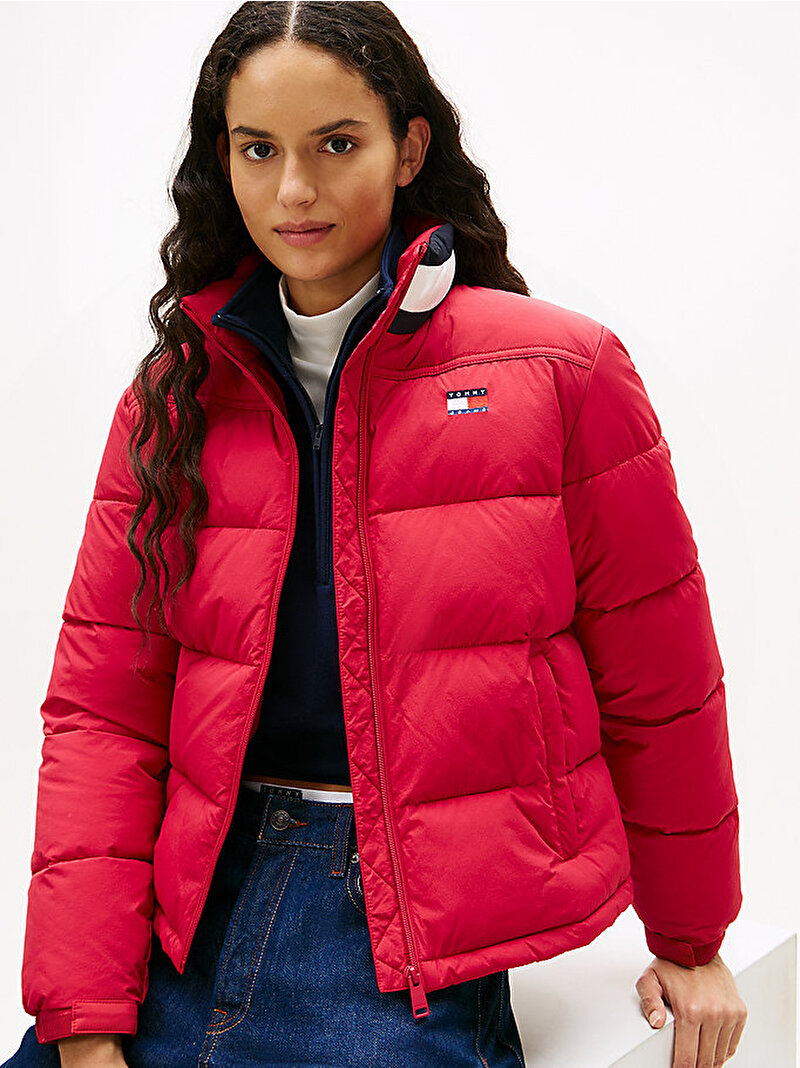 Kadın TJW Essential Puffer Mont Kırmızı DW0DW21621XJP