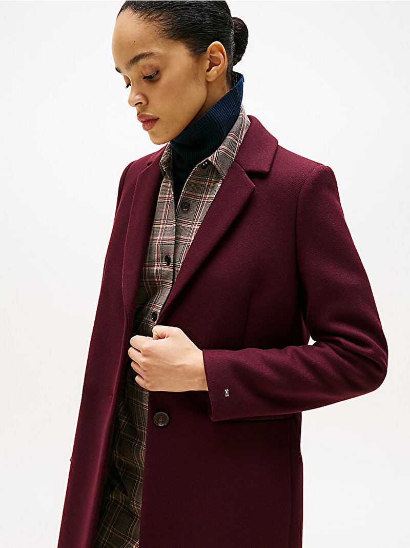 Kadın Classic Wool Kaban Kırmızı WW0WW46547XIH