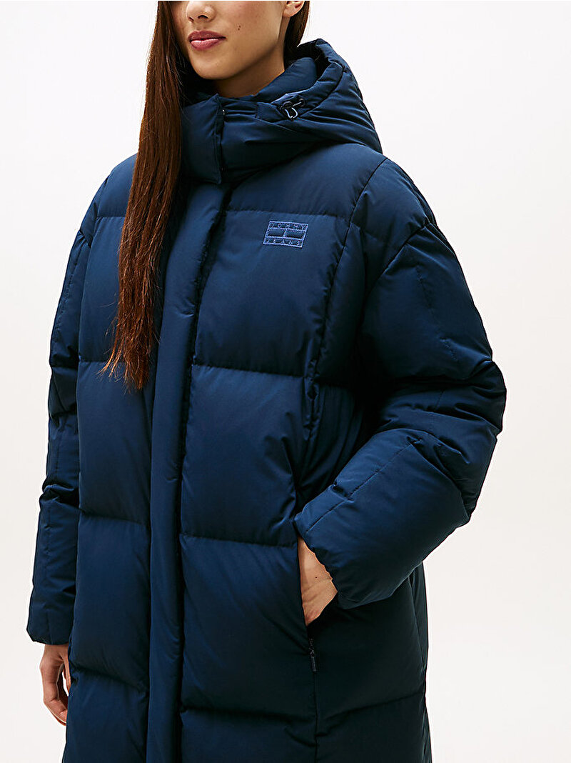 Kadın TJW Alaska Grid Puffer Mont Lacivert DW0DW21977C1G