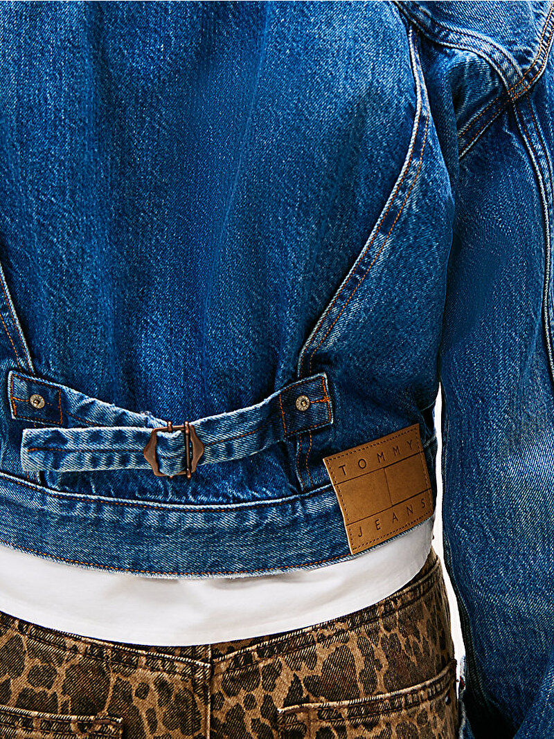 Kadın Pleated Trucker Denim Ceket Lacivert DW0DW221501BK