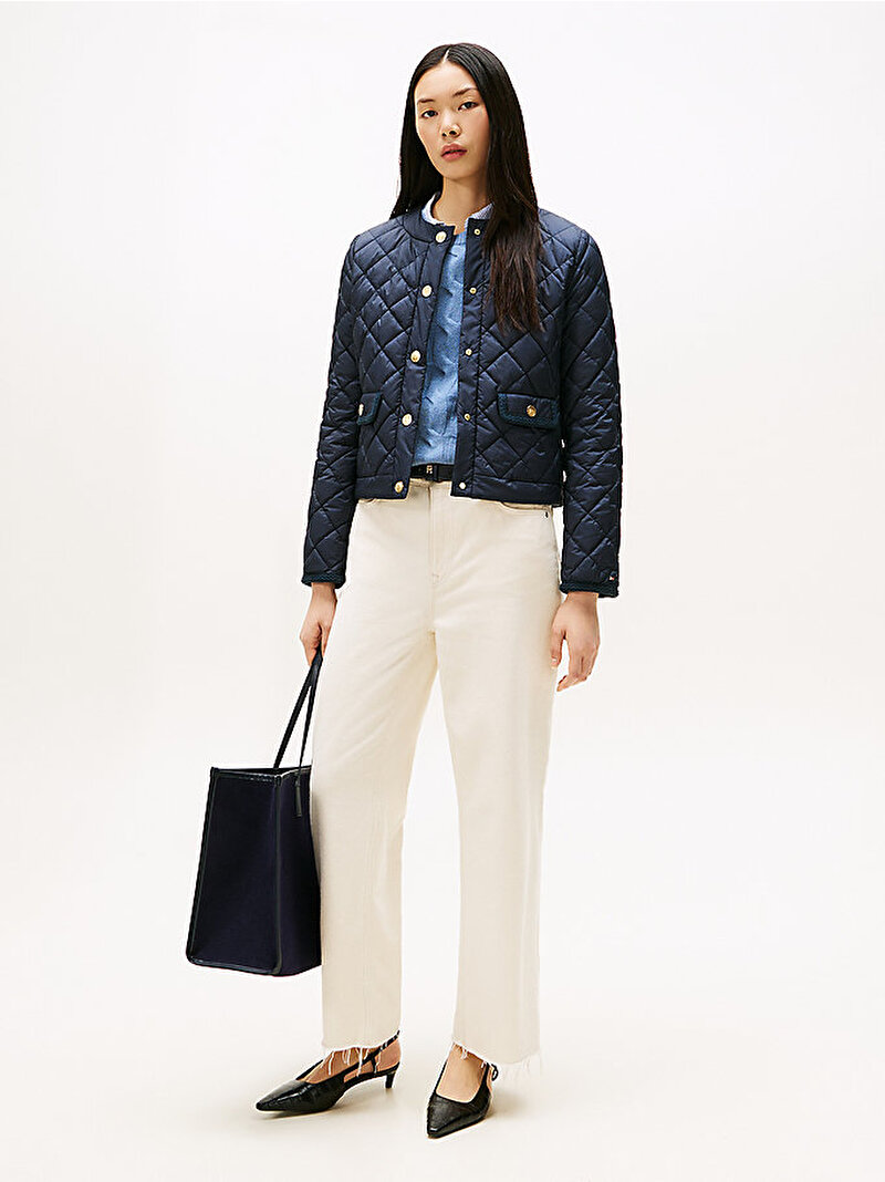 Kadın Button Quilted Ceket Lacivert WW0WW47449C1G