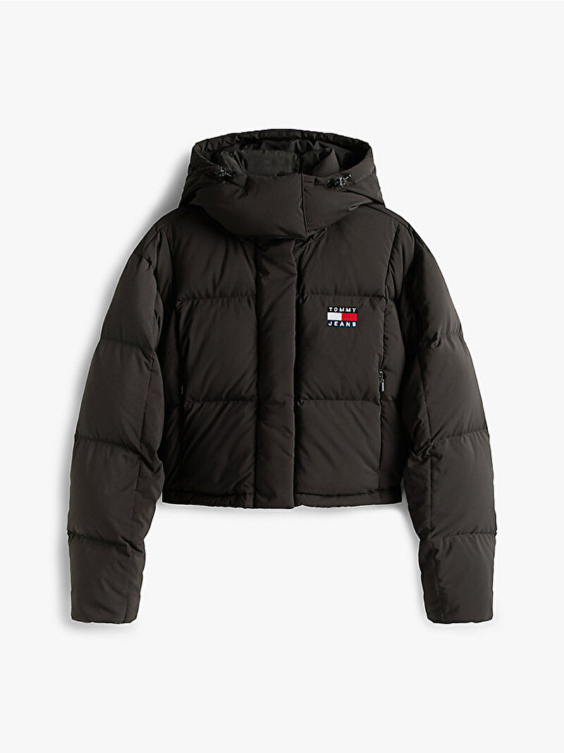 Kadın TJW Alaska Grid Crop Puffer Mont Siyah DW0DW21624BDS