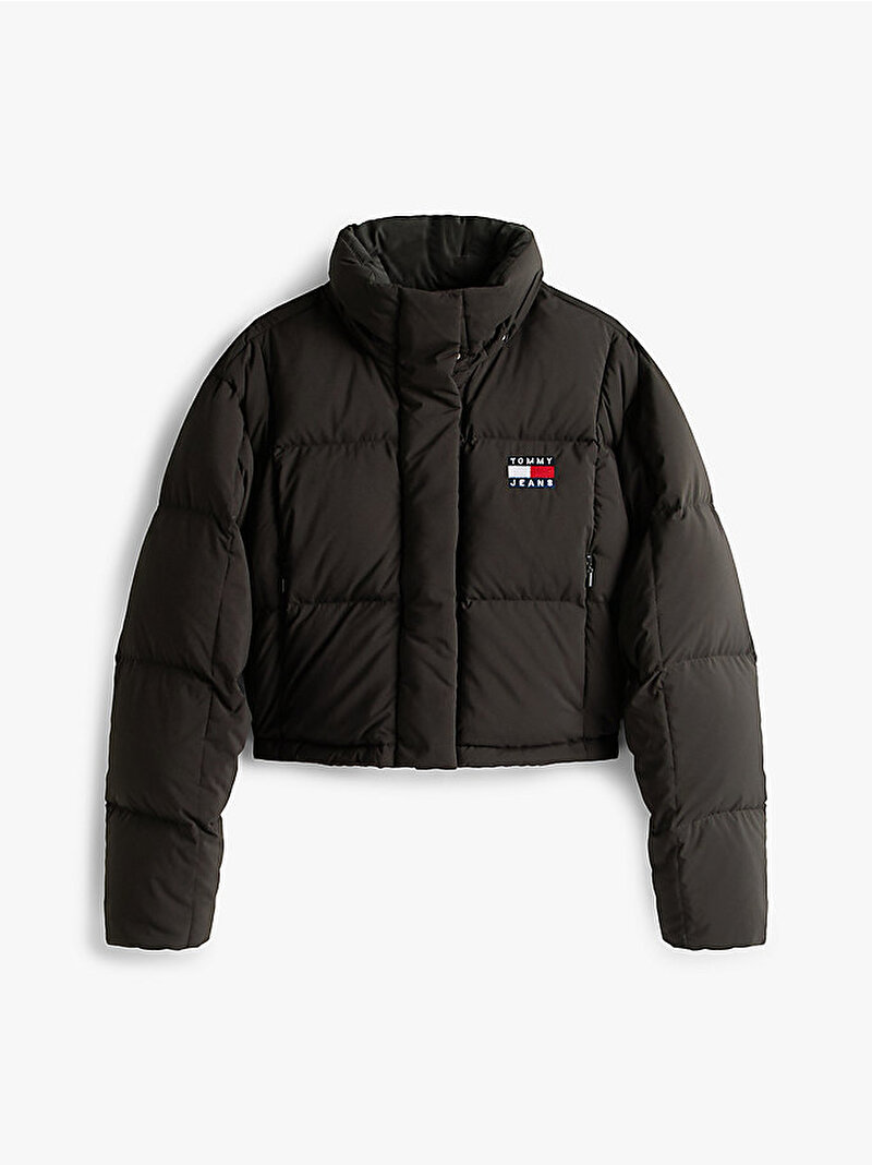 Kadın TJW Alaska Grid Crop Puffer Mont Siyah DW0DW21624BDS