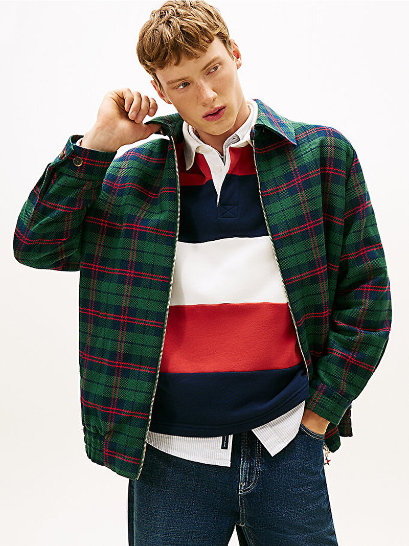 Unisex Tommy Girl Padded Tartan Kaban Yeşil DN0DN00097L6K