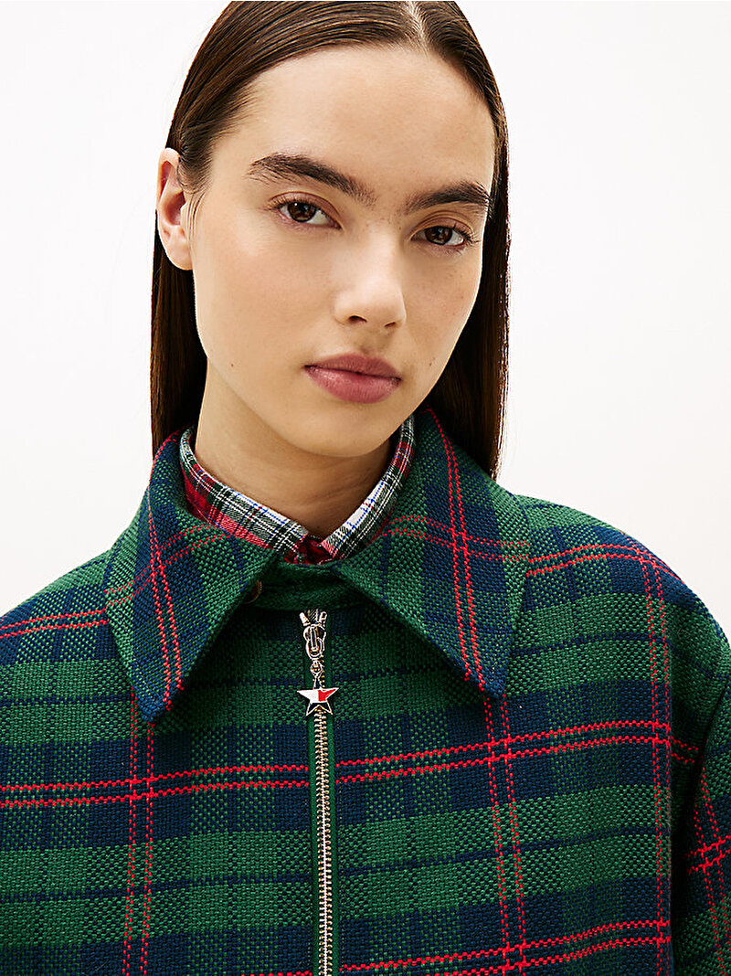 Unisex Tommy Girl Padded Tartan Kaban Yeşil DN0DN00097L6K