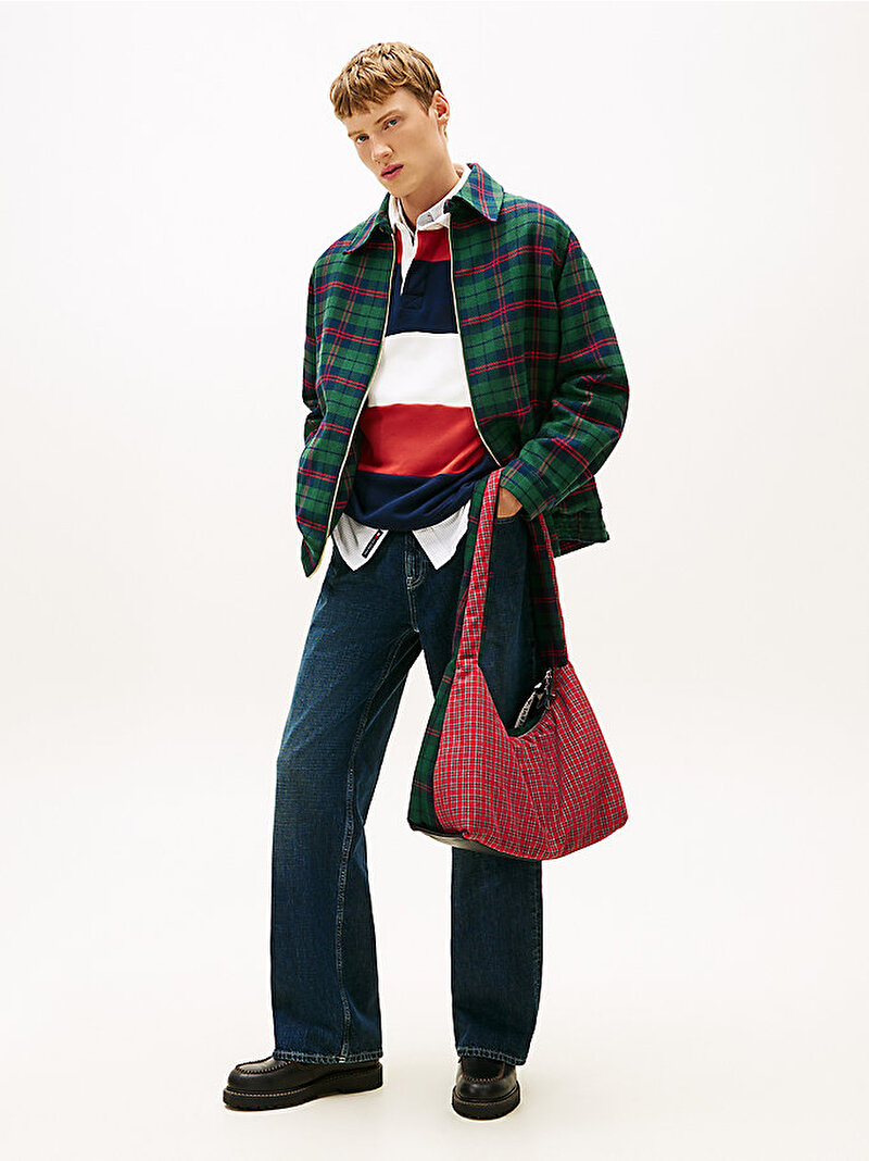 Unisex Tommy Girl Padded Tartan Kaban Yeşil DN0DN00097L6K