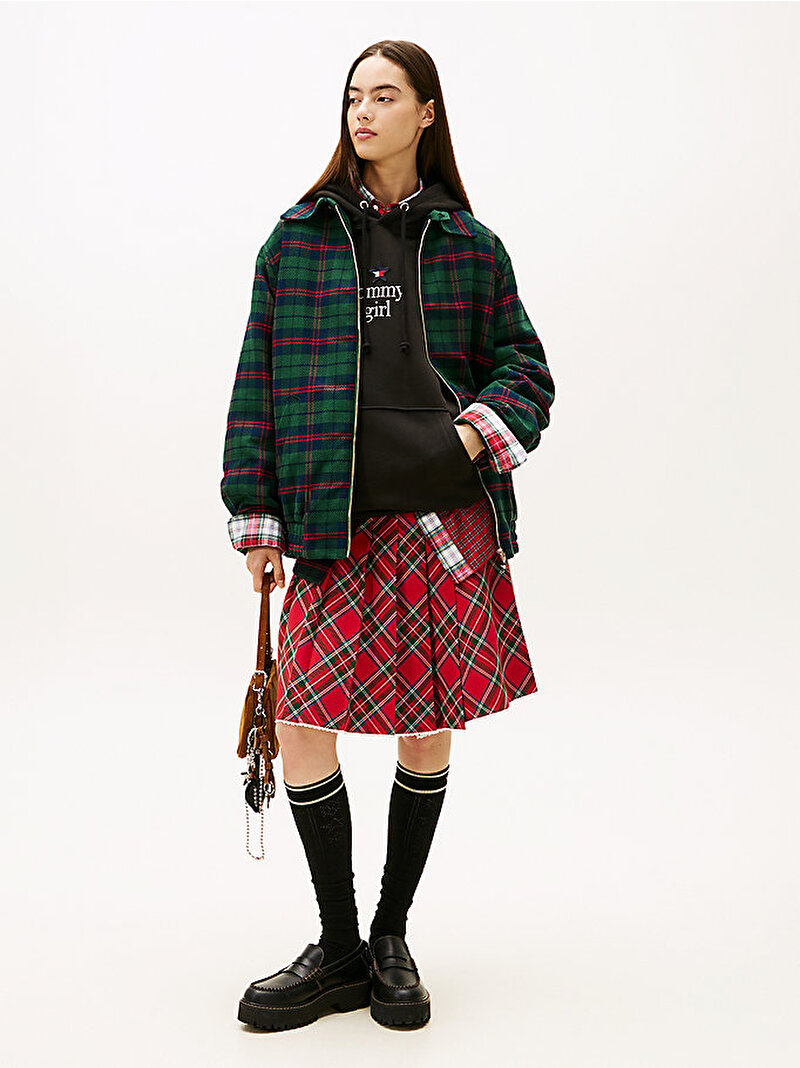 Unisex Tommy Girl Padded Tartan Kaban Yeşil DN0DN00097L6K