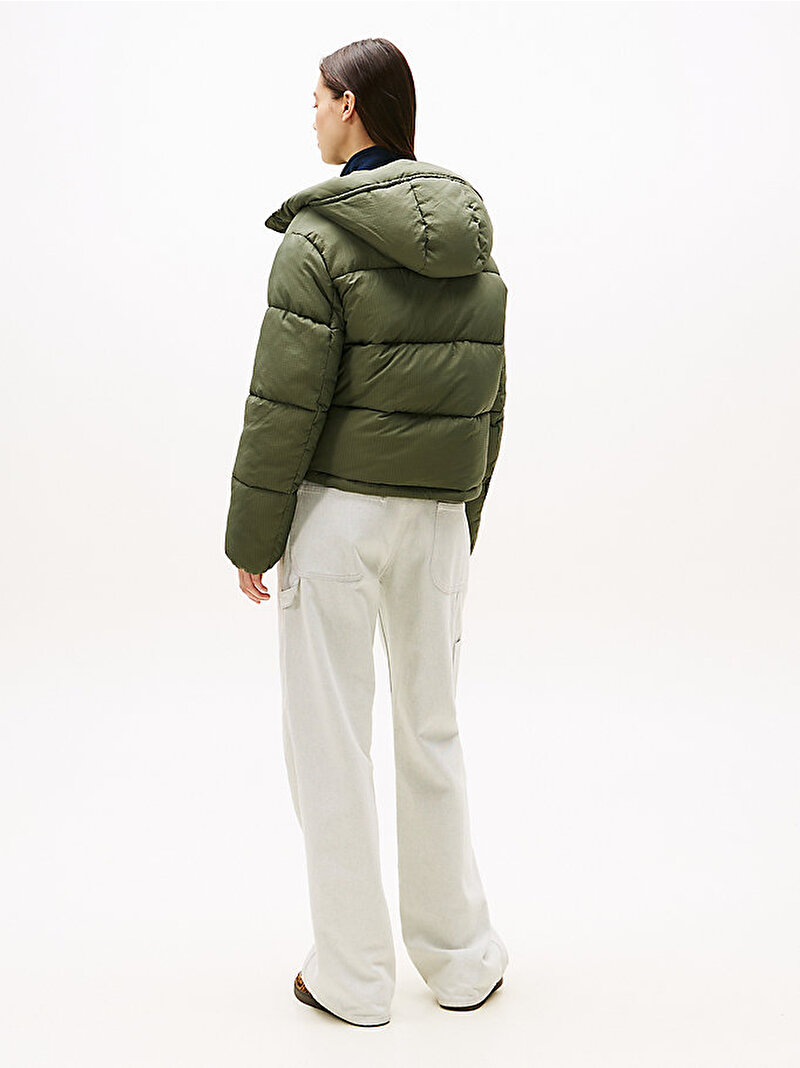 Kadın TJW Hooded Puffer Mont Yeşil DW0DW21625MRH