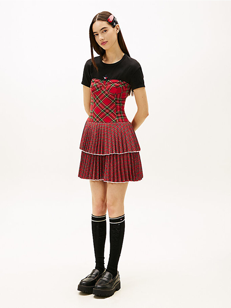Kadın Tommy Girl Tartan Bustier Elbise Çok renkli DW0DW22487XLF