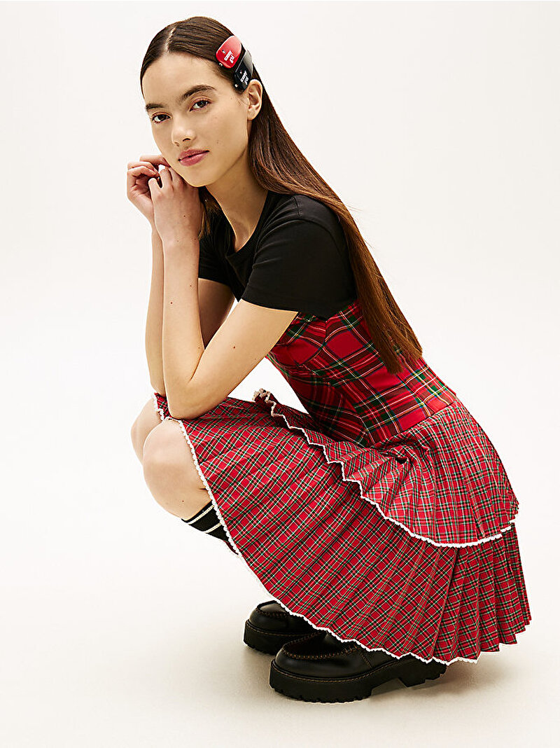 Kadın Tommy Girl Tartan Bustier Elbise Çok renkli DW0DW22487XLF
