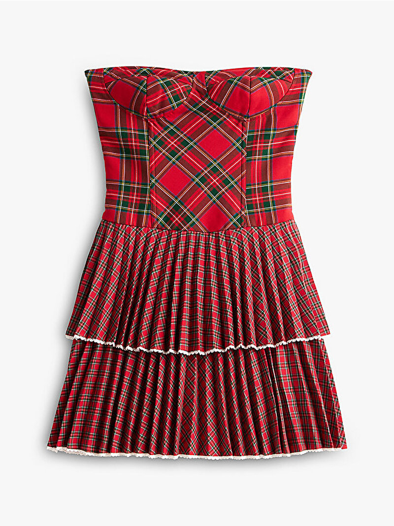 Kadın Tommy Girl Tartan Bustier Elbise Çok renkli DW0DW22487XLF