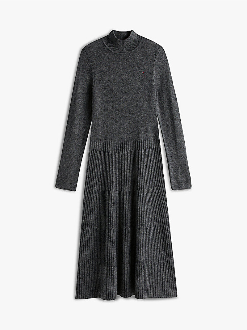 Kadın Soft Wool Mock Neck Elbise Gri WW0WW47303P4E