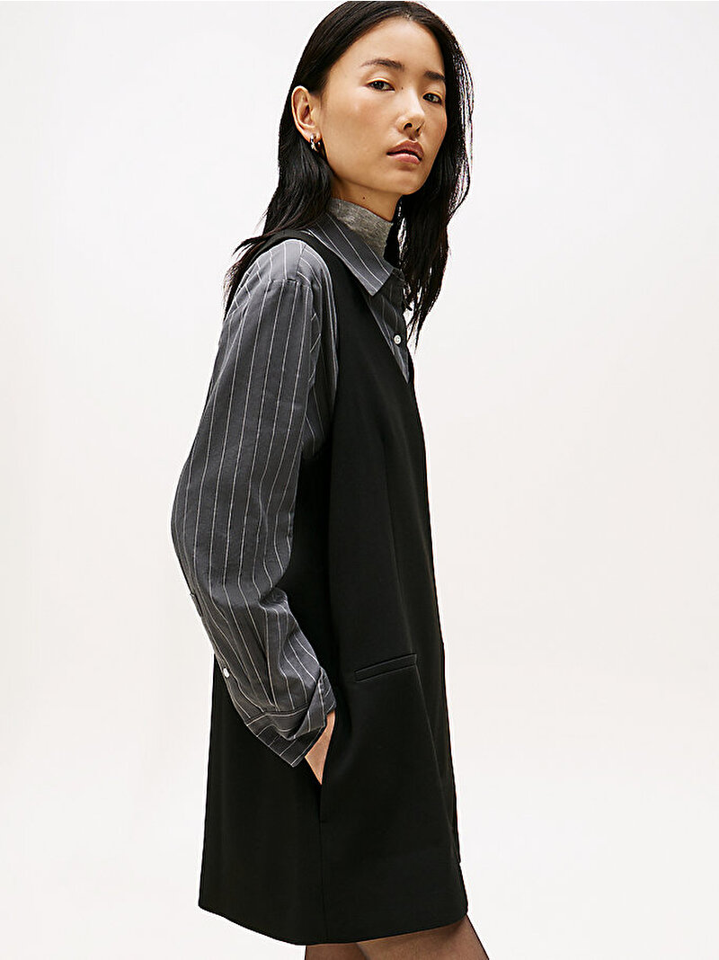 Kadın Punto V Yaka Mini Elbise Siyah WW0WW48264BDS