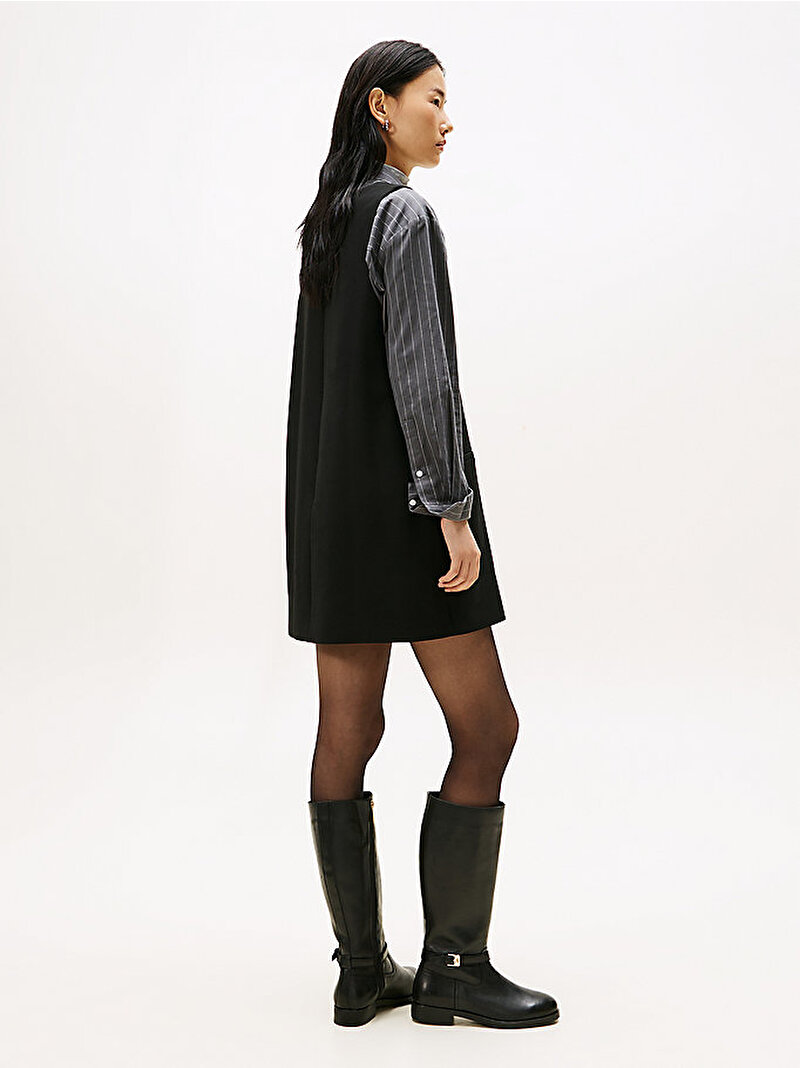 Kadın Punto V Yaka Mini Elbise Siyah WW0WW48264BDS