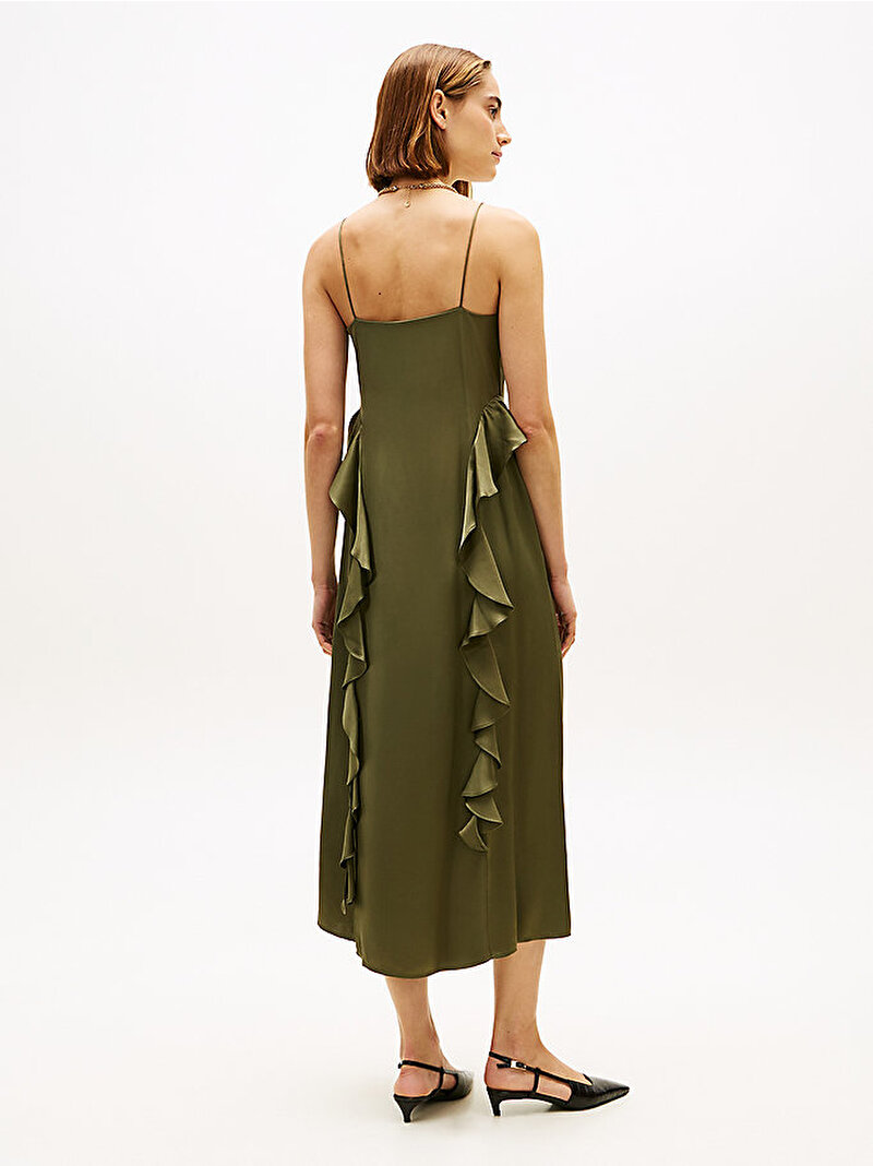 Kadın Saten Slip Long Elbise Yeşil WW0WW46586MSH