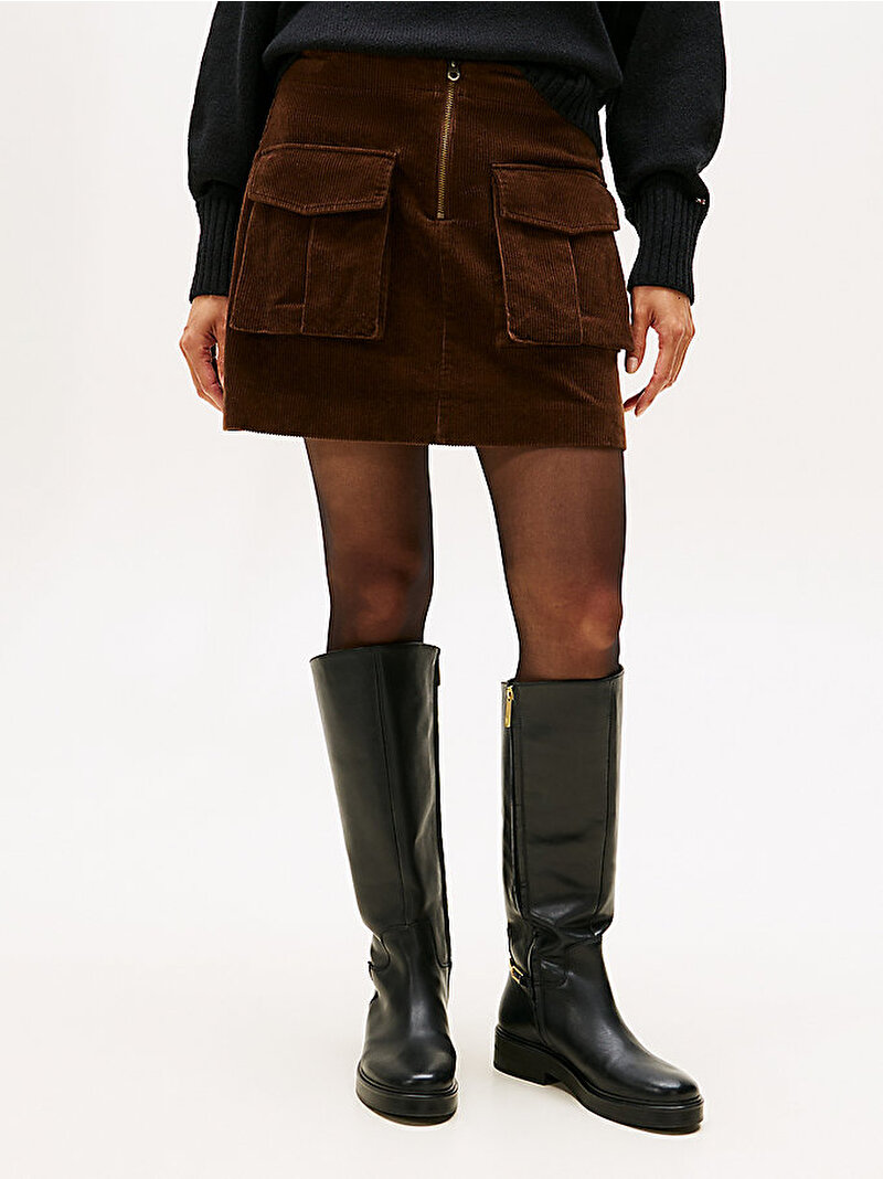 Kadın Corduroy Mini Etek Kahverengi WW0WW46649GV0