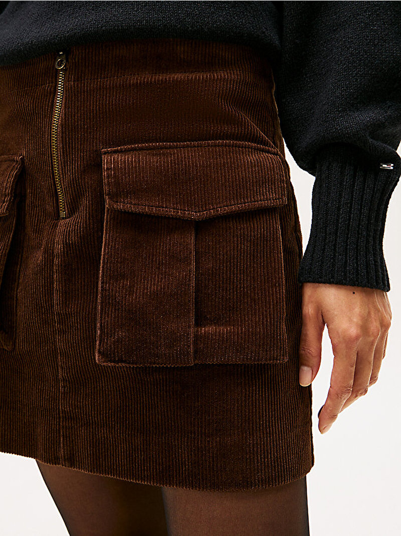 Kadın Corduroy Mini Etek Kahverengi WW0WW46649GV0